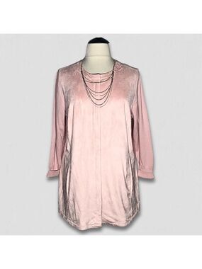 H by Halston Pink Velvet Long Coat Full Zipper Size 24W